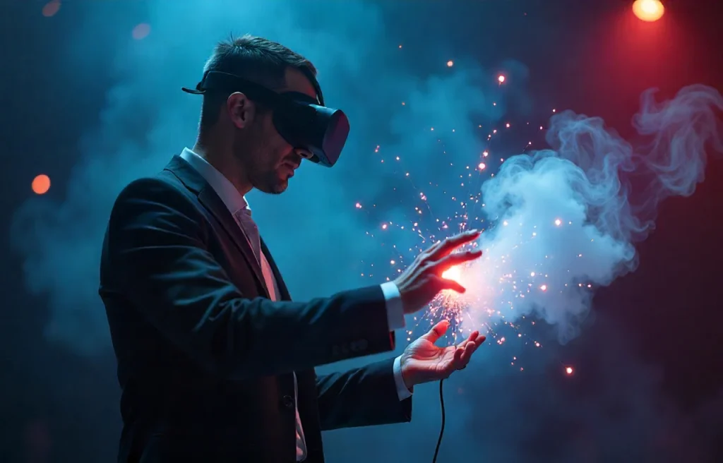 iluzjonista a technologia vr i AI